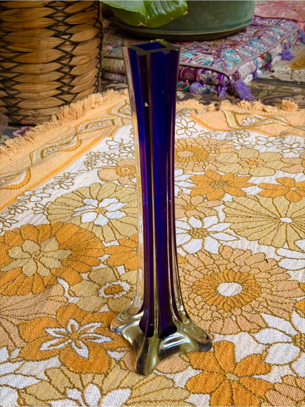 💙🪐✨ Vintage 60s Cobalt Blue Swung Bud Vase ✨🪐💙 - Picture 3 of 9